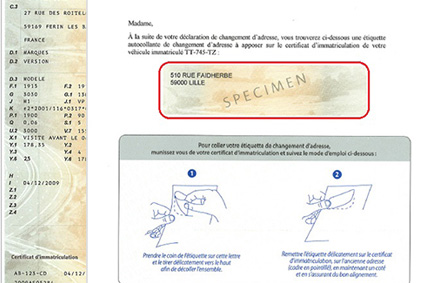 Changement d'adresse Carte Grise