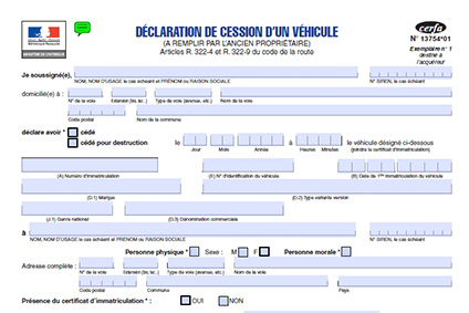 Déclaration de cession